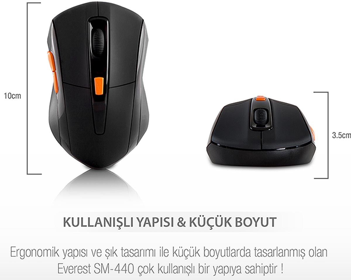 Everest SM-440 Usb 2.4 GHZ 1200 DPİ Kablosuz Mouse 3